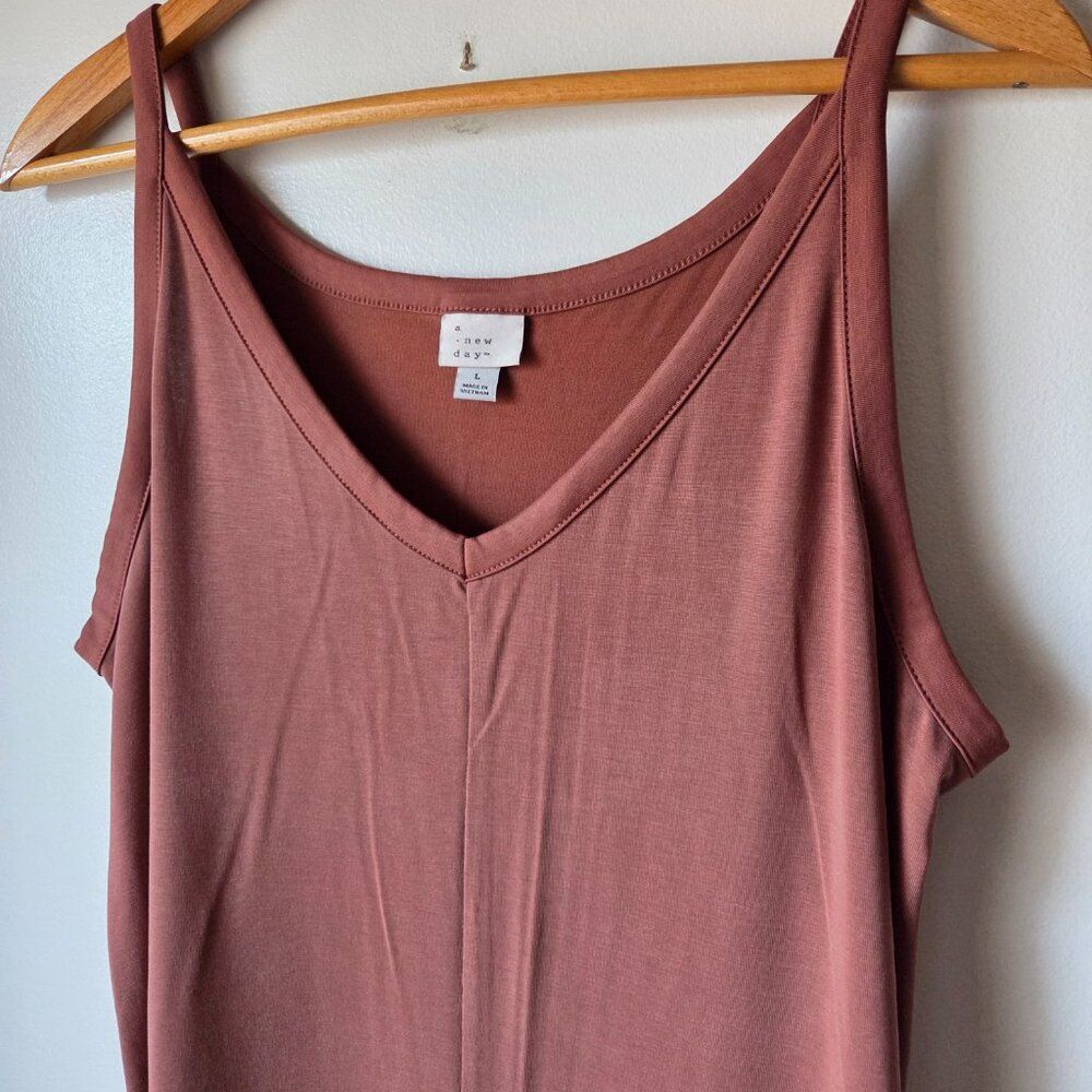 EUC A NEW DAY RUST V NECK TANK MIDI DRESS SIZE LARGE - Picture 6 of 12